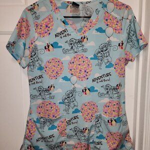 Tooniforms Pixar's Up Adventure Women's Scrub Top - Small